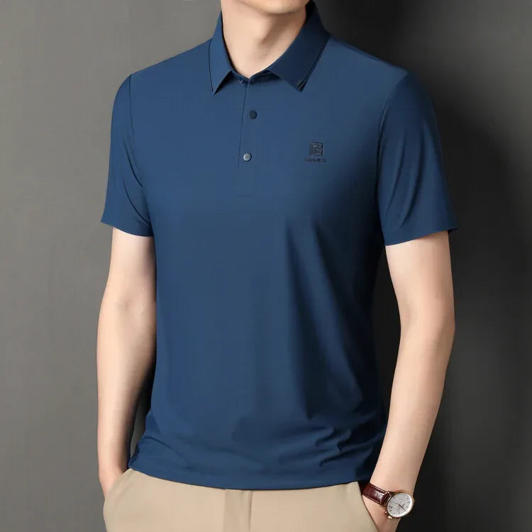 Gray Men's Cool Golf, Business Casual Polo Shirt,2024 Summer New Seamless T-shirt, Fashion Popular Lapel Short Sleeve