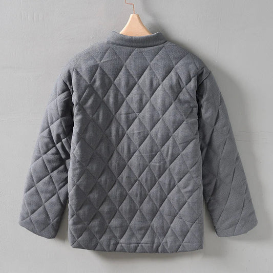 Japanese Style Stand Collar Warm Padded Jacket For Men Vintage Solid Loose Versatile Wadded Jacket Trend Male Outwear Clothing