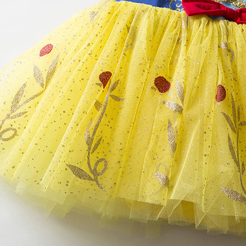 Girls' Classic Princess Style Dance Dress, Yellow Blue and Red Color Matching Halloween Costume Dress Size 100-140