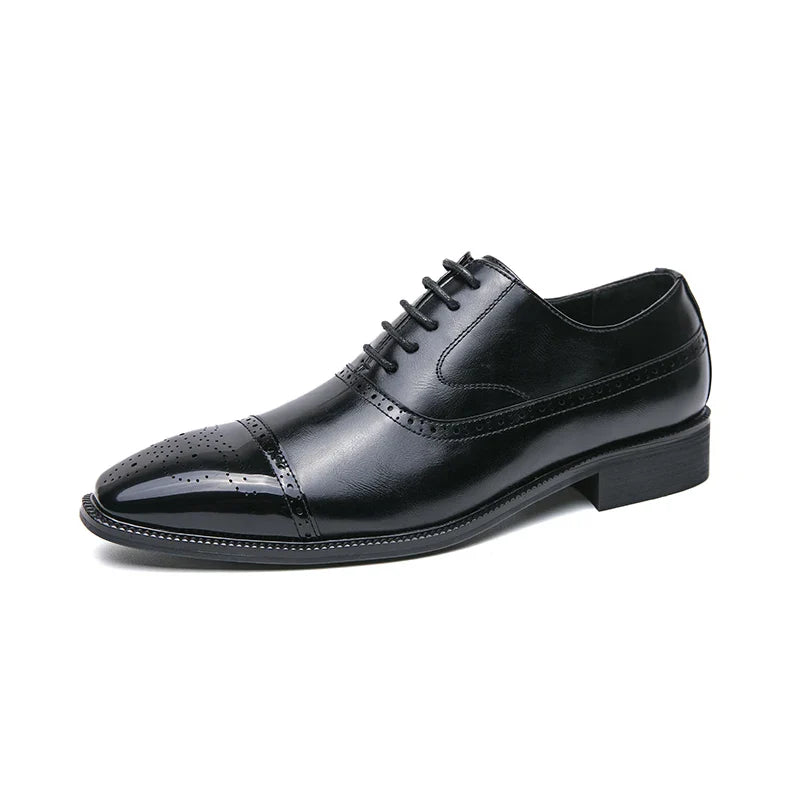Men Lace Up Square Toe Dress Shoes, Business Black Oxfords Shoes