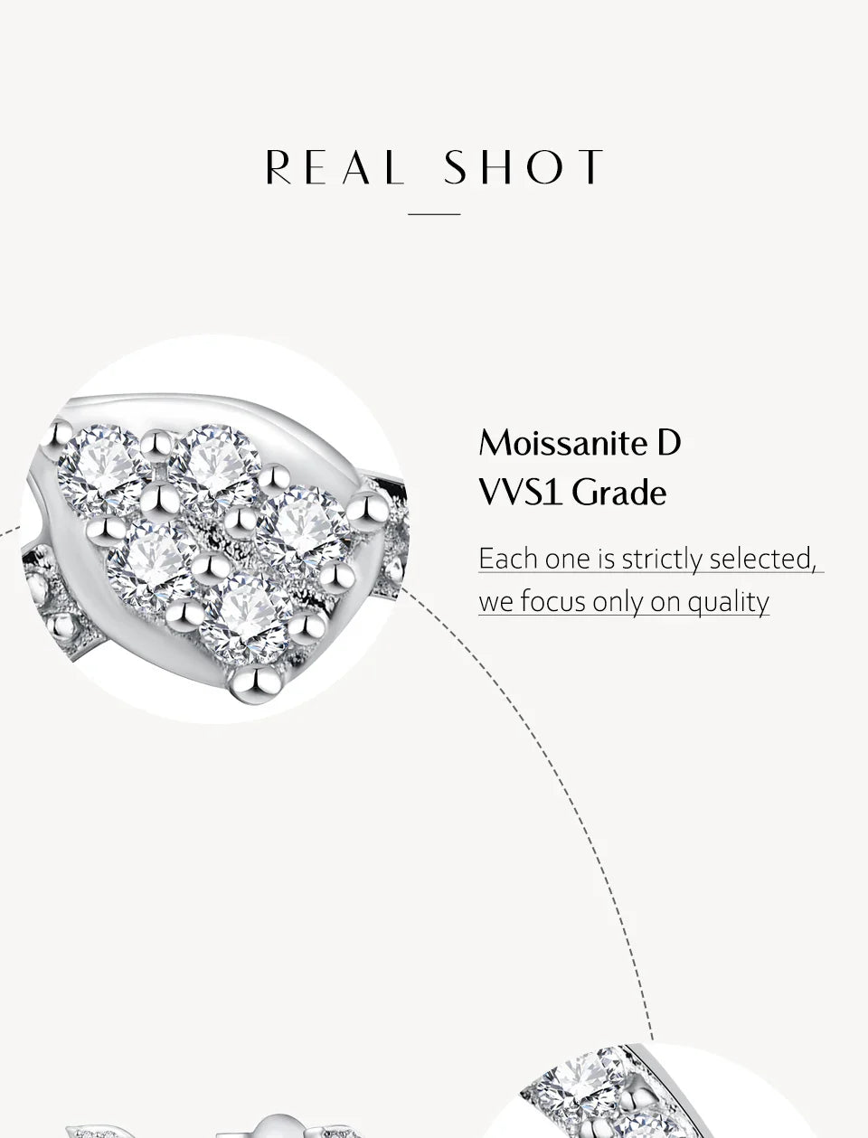 Classic D VVS1 Color Moissanite Stud Earrings for Women Solid 925 Sterling Sliver Engagement Wedding Jewelry Party Gift