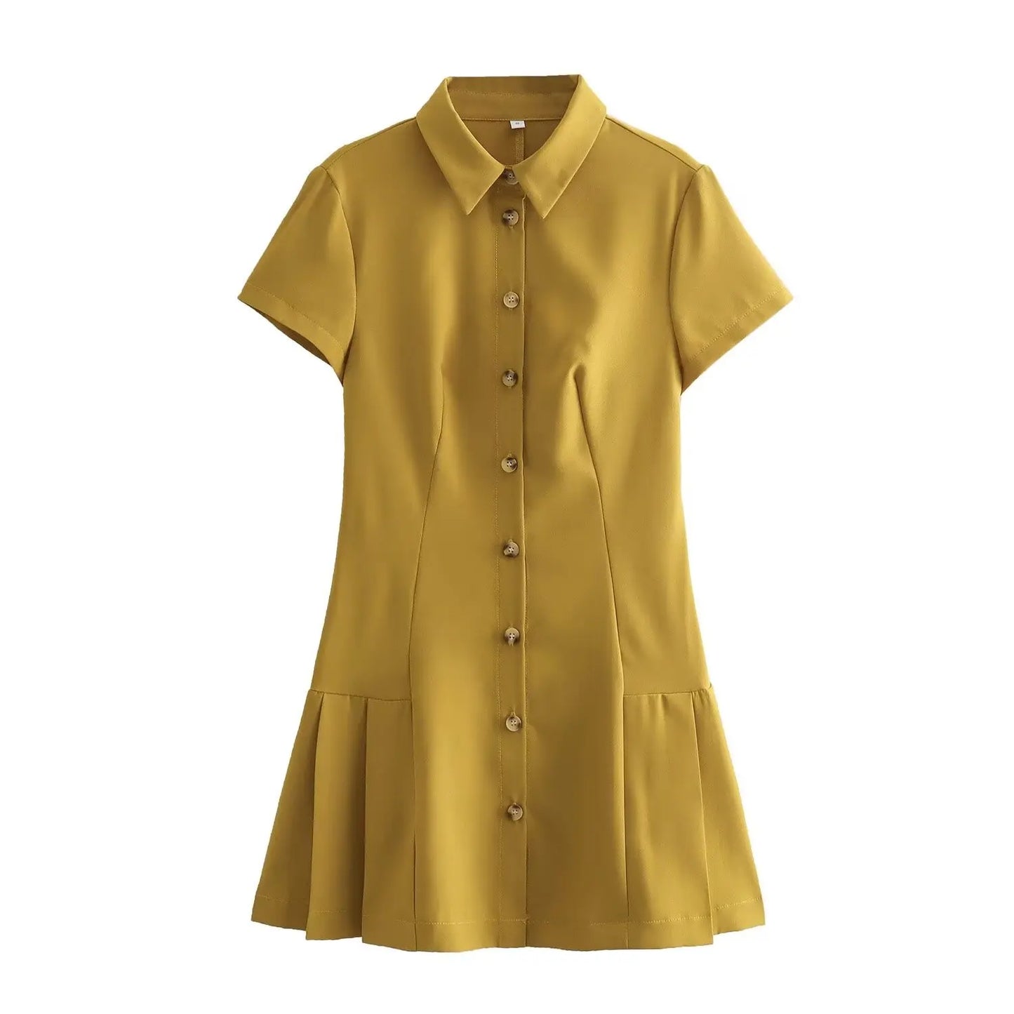 sunmer New Product Women's Fashion Casual Polo Collar Short sleeved Shirt Style Mini Dress