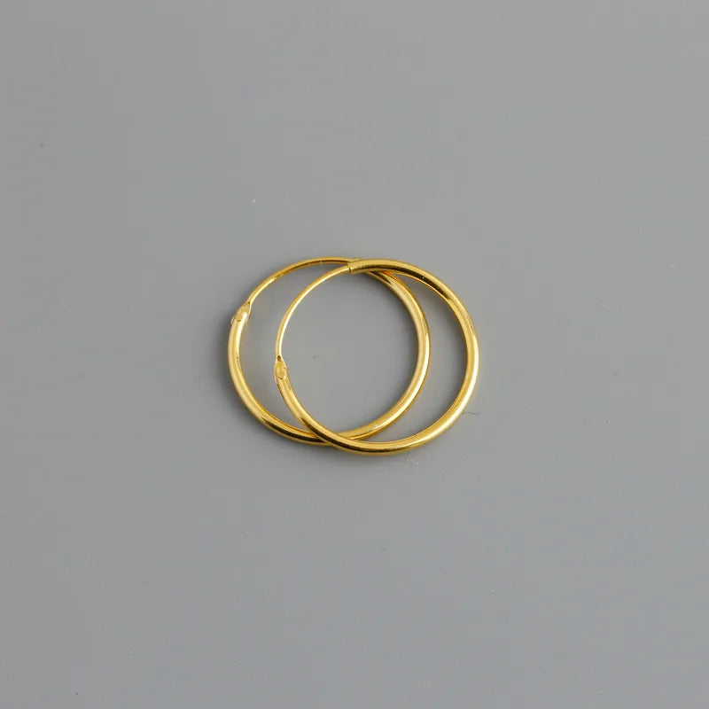 Genuine 925 Sterling Silver Fashion Korean Simple Hoop Earrings for Women Men Charming Chic Party Jewelry Accessories