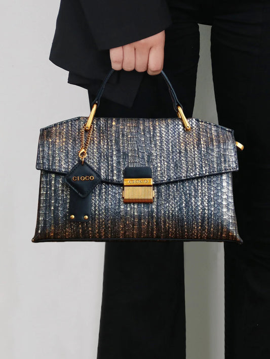 2025 new retro blue snake-shaped high-grade handbag fashion luxury luxury handbag lightweight large-capacity one-shoulder messen