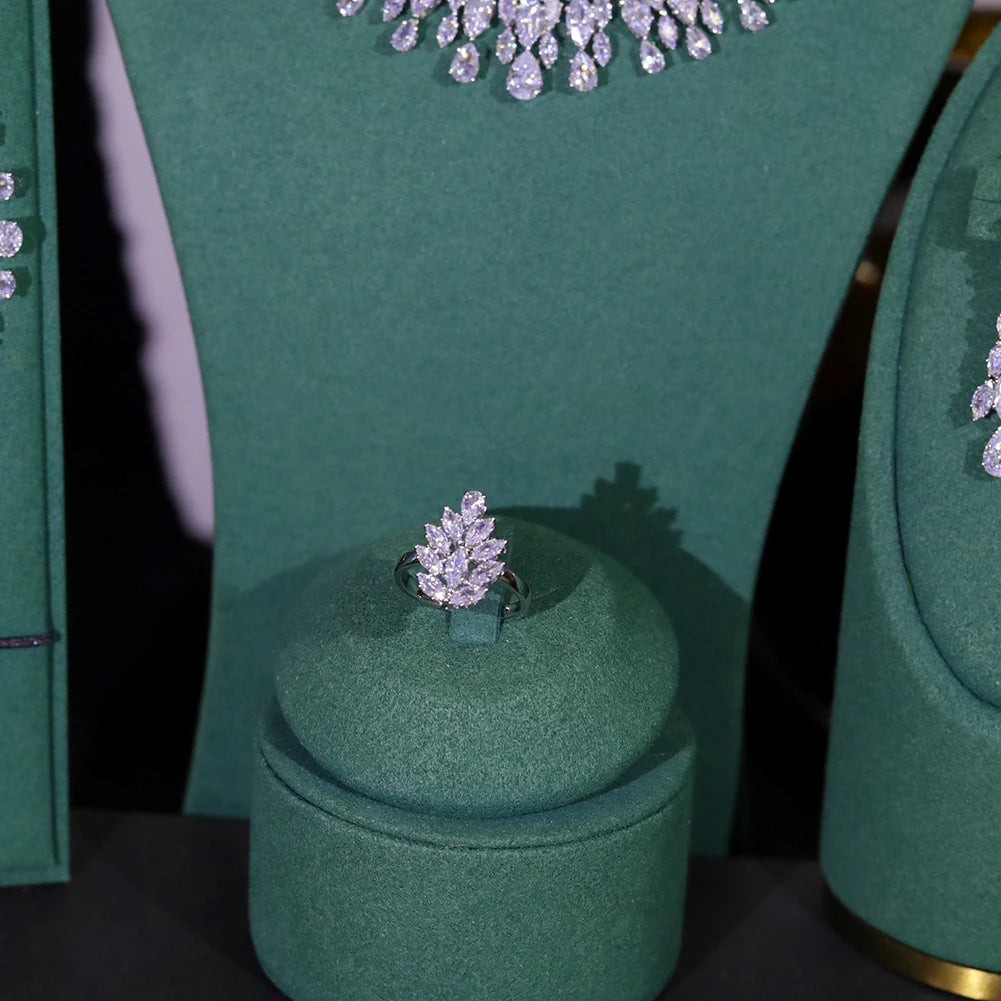 Cubic Zirconia Necklace and Earring Bridal Jewelry Set for Women Prom Wedding Party Accessories