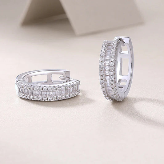 18k Plated D VVS1 All Moissanite Hoop Earrings for Women Pass Diamond Test S925 Sterling Silver Ear Jewelry Wholesale