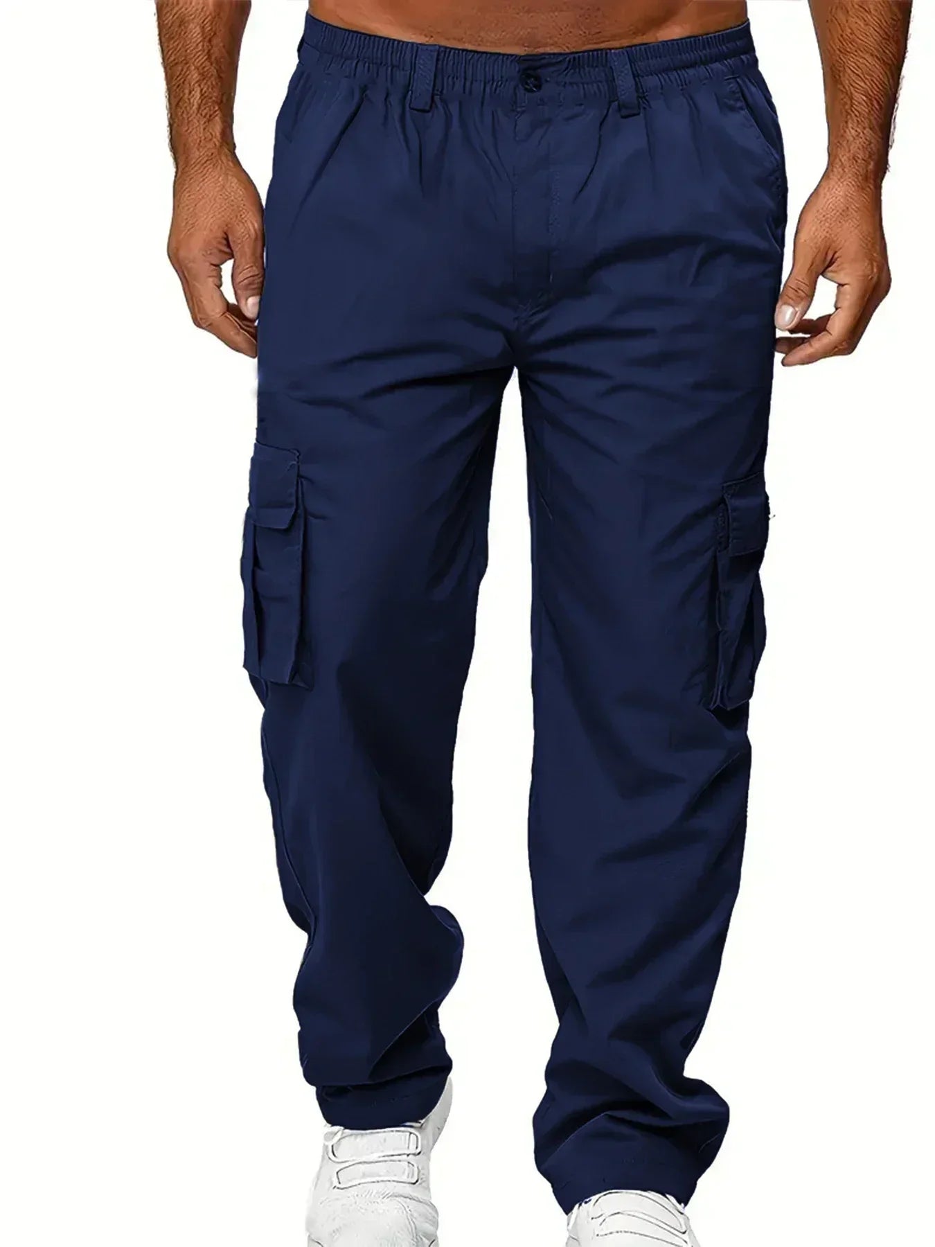 Men's Cargo Trousers Casual Multi-pocket Loose Straight Trousers Stretch-waist Spring Autumn Street Outdoor Sports Fitness Pants