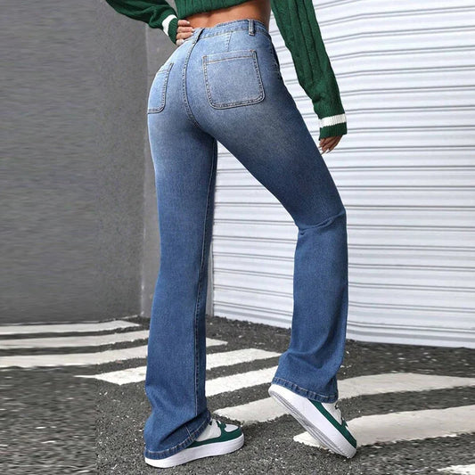 Women's Bell-Bottom Pants, Versatile Washed Flared Jeans