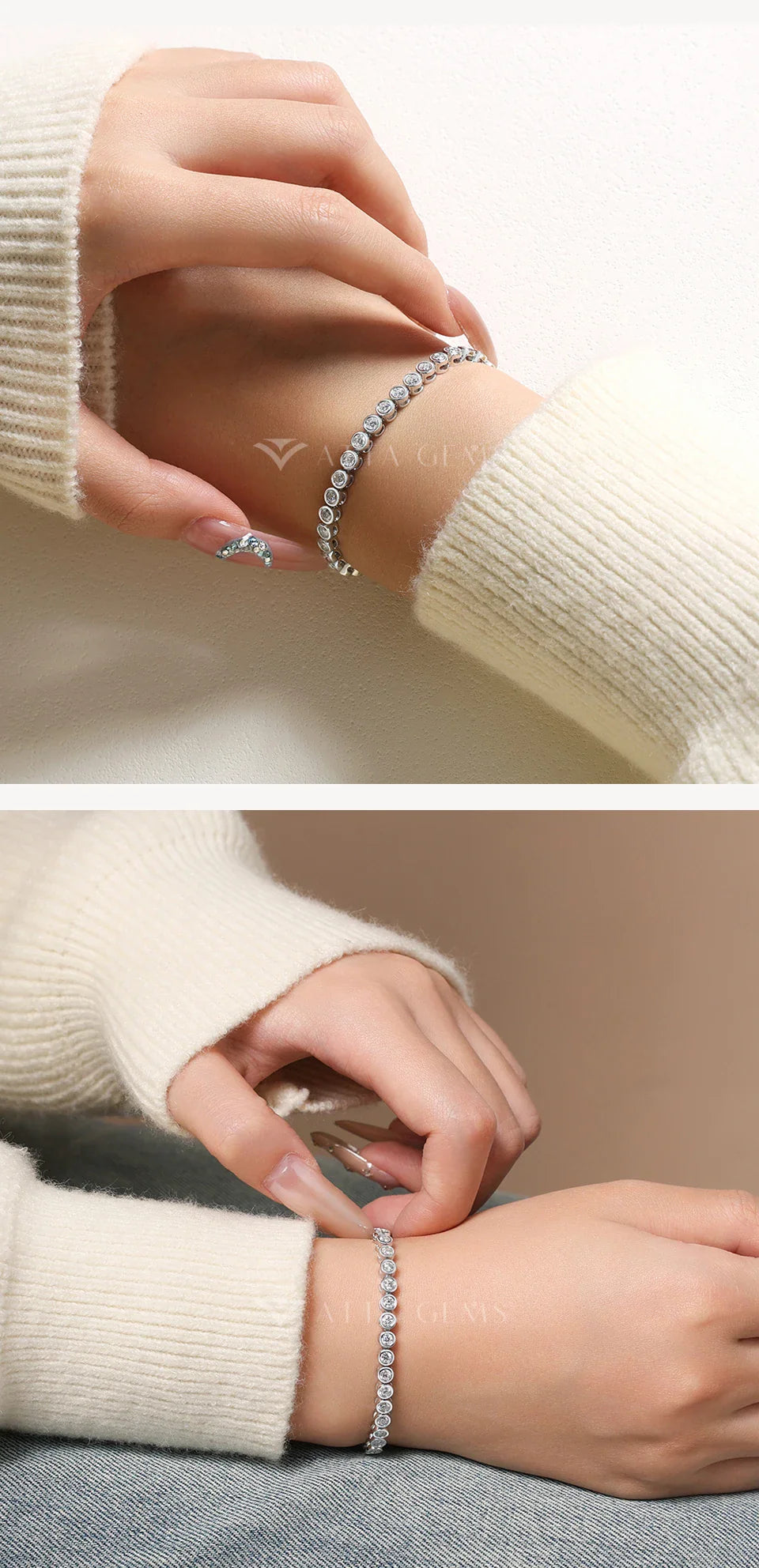 Round Cut 3mm Moissanite Tennis Bracelet 925 Sterling Silver Gold Plated Women Men's Bracelet Engagement Luxury Jewelry