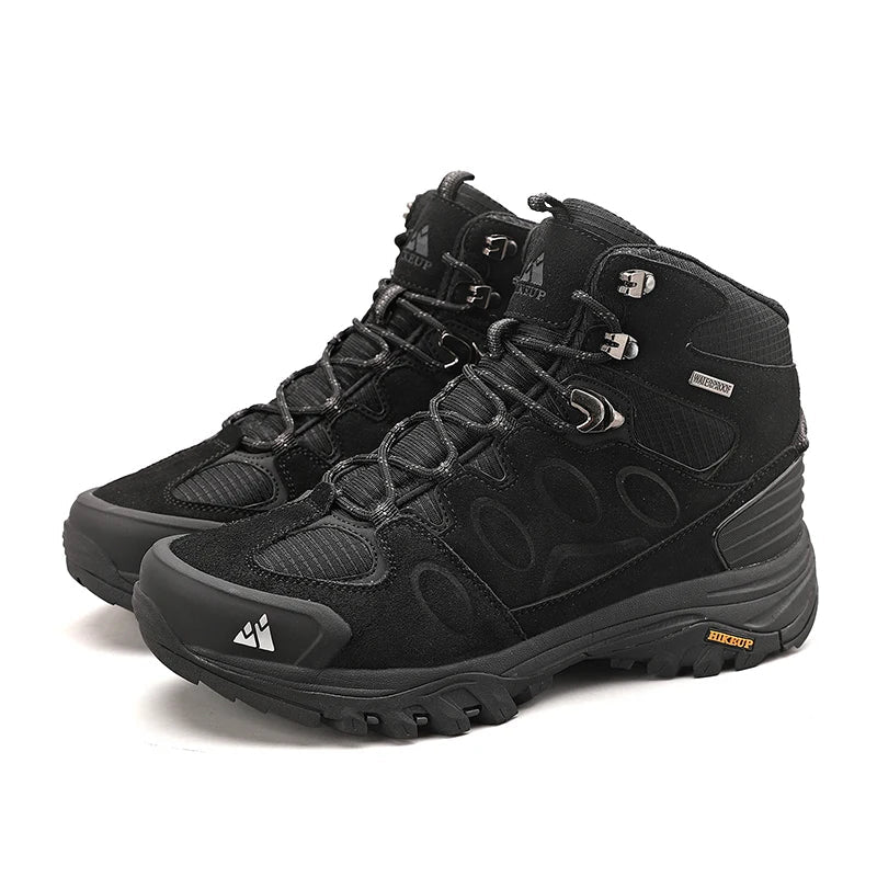 Bota Masculina de Cano Alto para Caminhada Inverno ao Ar Livre Cadarço Antiderrapante Esportivo Casual Trekking Masculino Camurça Quente