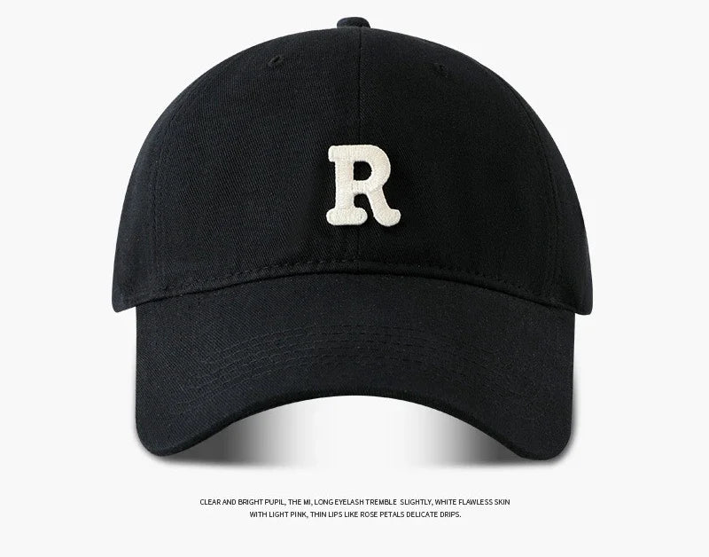 Large Head Circumference Baseball Cap Men's and Women's Dome Hat Soft Top Cap 60/65cm Sun Protection Letter R Hat Adult Caps