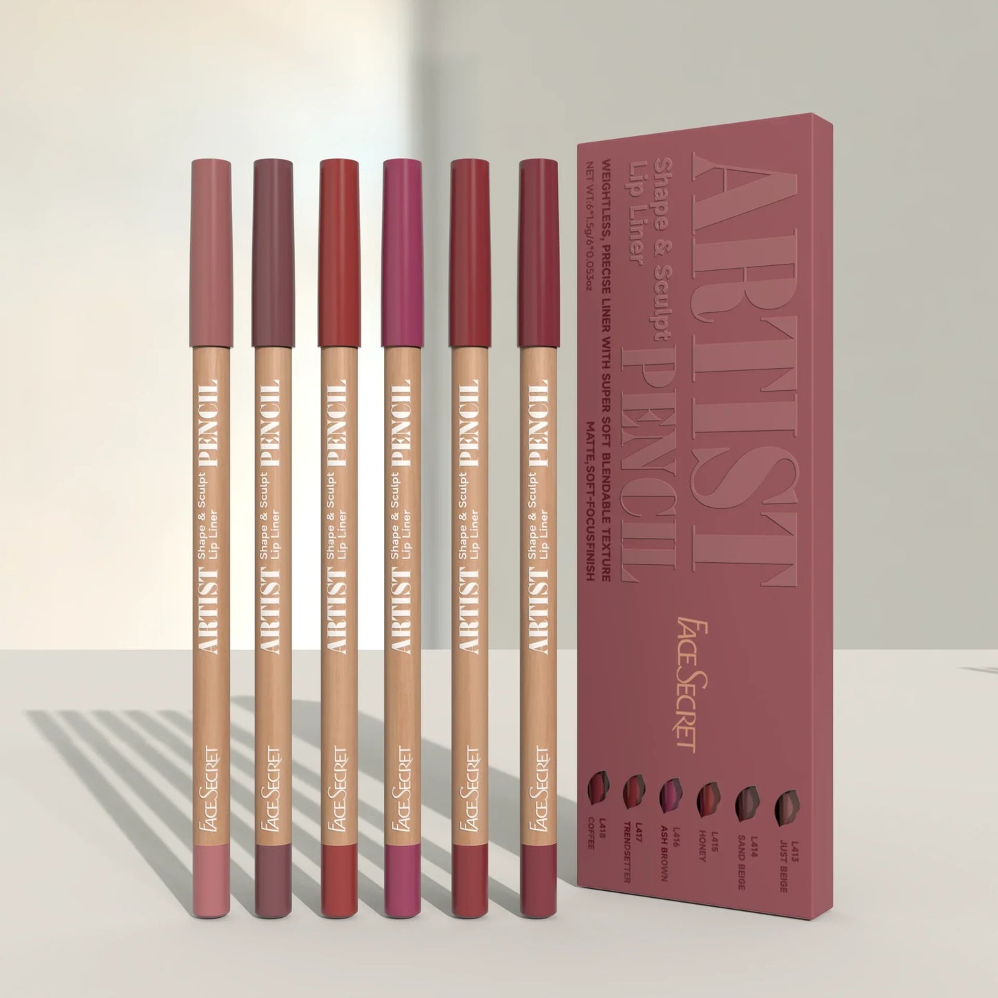 6pcs Set Nude Lip Liner Set,Long-Lasting Waterproof Velvet Matte Lip Pencil, Lip Makeup Berry, Brown, Pink