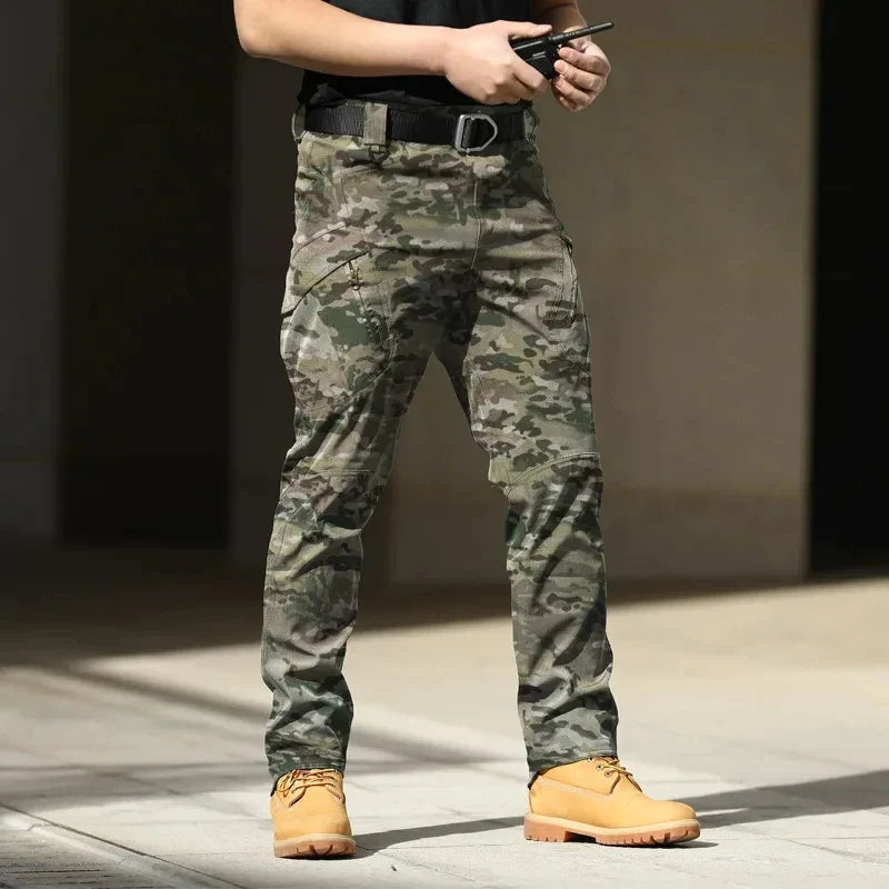 Men'S Tactical Cargo Pants - Softshell, Stretchy Fabric, Multiple Pockets, Button Fly, No Belt, All-Season Outdoor Training Pant
