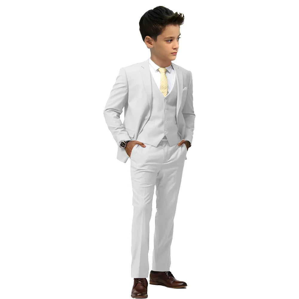 Kids Suits Boys Wedding Tuxedo Formal Jacket Vest Pants 3 Piece Set 2-16 Custom Sizes Clothes Child Blazer
