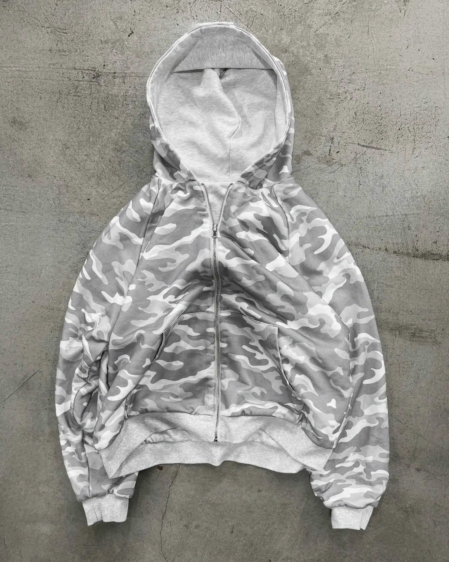 Hip-hop New Two-sided Clothing Harajuku Retro Leopard Print Fashionable Loose Zipper Hoodie Men Street Casual Sweatshirt Women