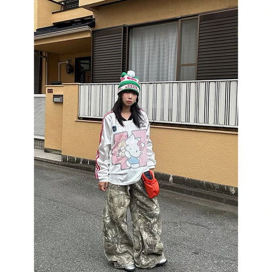 Women Gothic Baggy Y2k Jeans American 2000s Style Embroidery Jean Pants Vintage Harajuku Oversize Denim Trousers Autumn