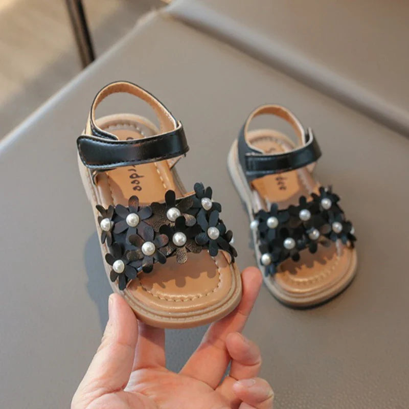 Little Girl's Shoes Bowknot New Summer Girls' Open-toe Sandals Princess Style, Beach Shoes, Soft Sole, Non-slip and Comfortable
