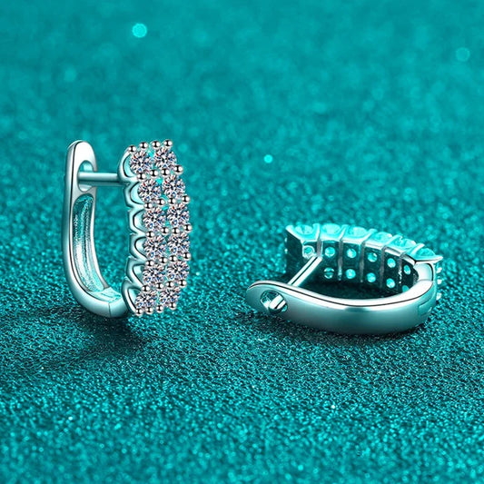0.72cttw 2mm 100% Full Moissanite Hoop Earrings for Women Double Halo Lab Diamond Earring 925 Sterling Silver Wholesale