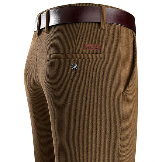 Men's Corduroy Pants Classic Casual Pants Straight Leg Regular Fit Streetwear Commuting with 5 Pockets
