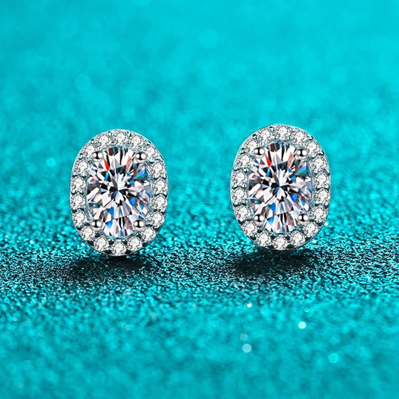 1ct Oval Cut D Color Moissanite Ear Stud Earrings For Women 925 Sterling Silver Sparkling Wedding Earring Fine Jewelry