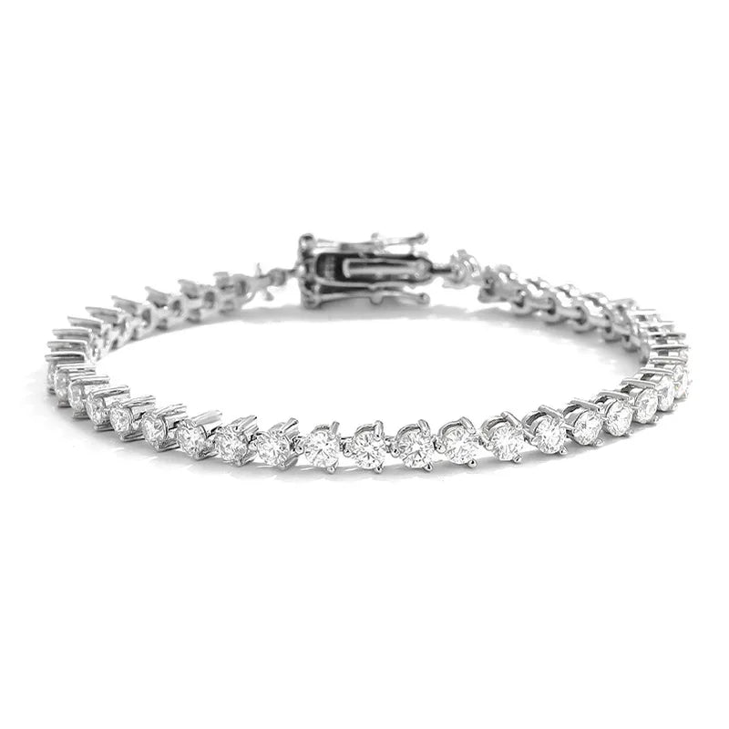 3 Claws D VVS1 Zircon/Moissanite Tennis Bracelet for Women Full Diamond Luxury Chain S925 Sterling Silver Plated Platinum