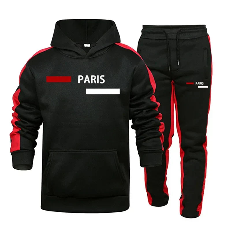 Hot Sales Mens Tracksuit Print Casual Hooded Sweatshirts 2 Pcs Set Autumn Winter Sports Jogging Mens Clothing Street Sportswear