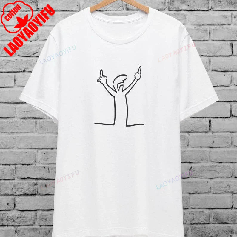 Angry La Linea Unisex T-Shirt for Men Women The Line Osvaldo Vintage Funny Gift 80s Cartoon Summer Casual Comfort Cotton Tees
