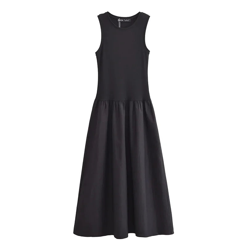 Women's Black Long Dresses 2025 Spring Sleeveless Elegant Dresses Fashion Casual Vintage Party Khaki Dresses Vestidos