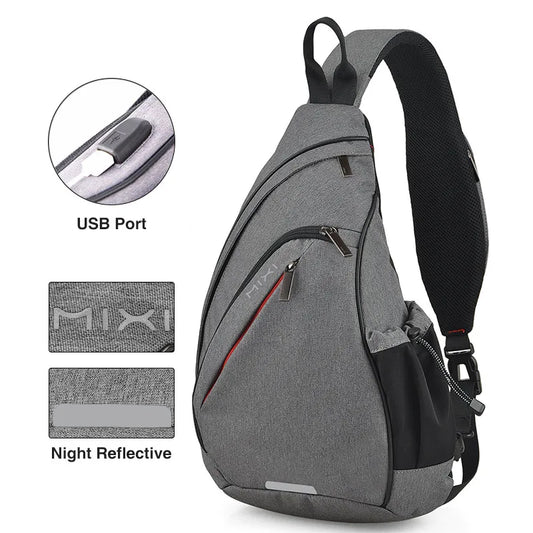 Men One Shoulder Backpack Women Sling Bag Crossbody USB Boys Cycling Sports Travel Versatile Fashion Student School