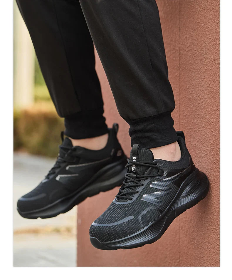 Work Safety Shoes Men Lightweight Indestructible Work Sneakers Security Steel Toe Shoes Safety Protective Boots Black Size 40-46