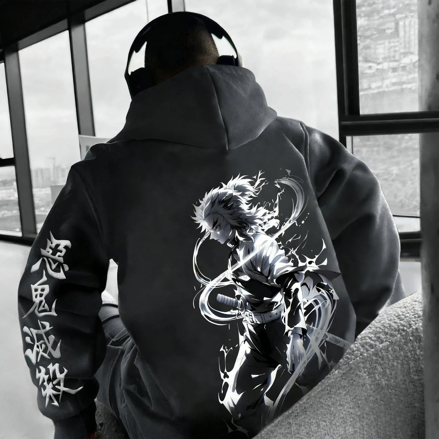 Anime Rengoku Kyoujurou Printed Zipper Hoodie Autumn/Winter Men's and Women's Casual Sports Sports Shirt Top