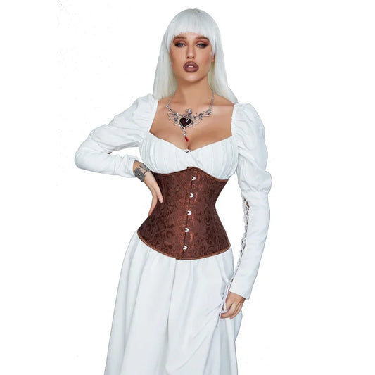 Jacquard Underbust Corset Tops Women Gothic Vintage Bustier Plastic Bones Basques Body Shaper Waist Cincher Korset