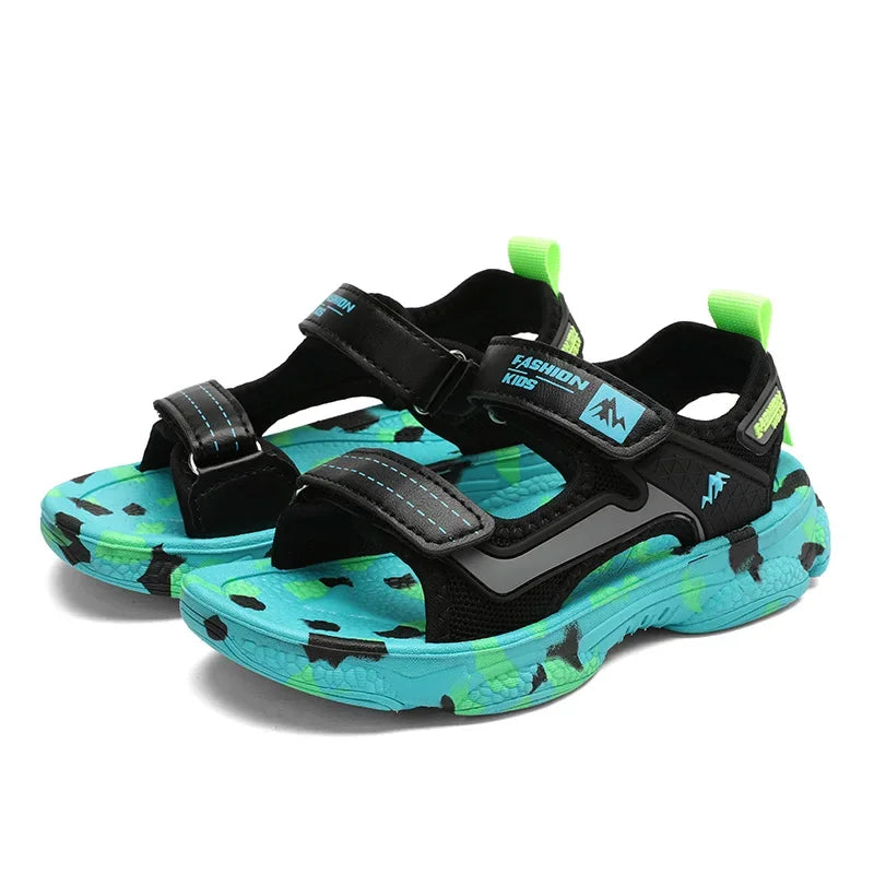 2025 Summer Boys Soft Sandals Fashion Children Shoes Autumn Light Cartoon Sandalias Flat Beach 4-12 Years Old Kids Shoes 12yrs