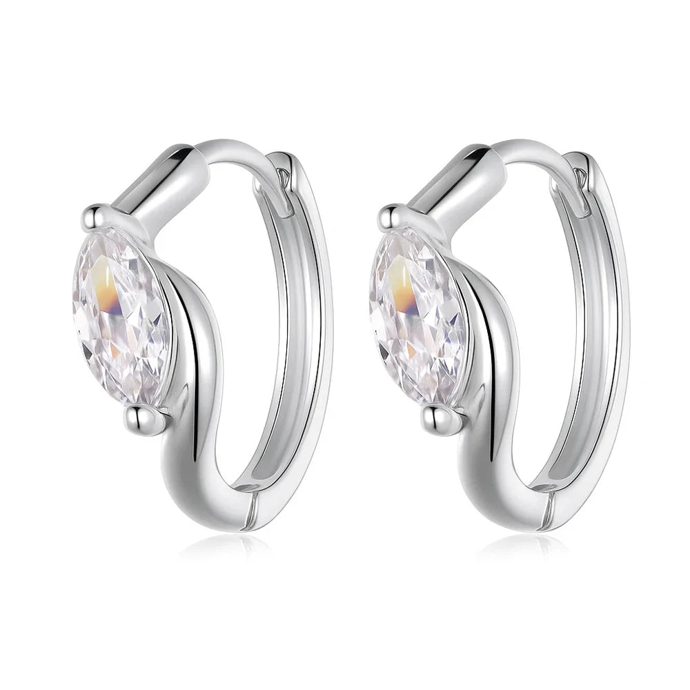 0.4 Carat Marquise Cut Moissanite Diamond Huggies Hoop Earrings with Certificates 925 Sterling Silver Drop Earring for Women Men