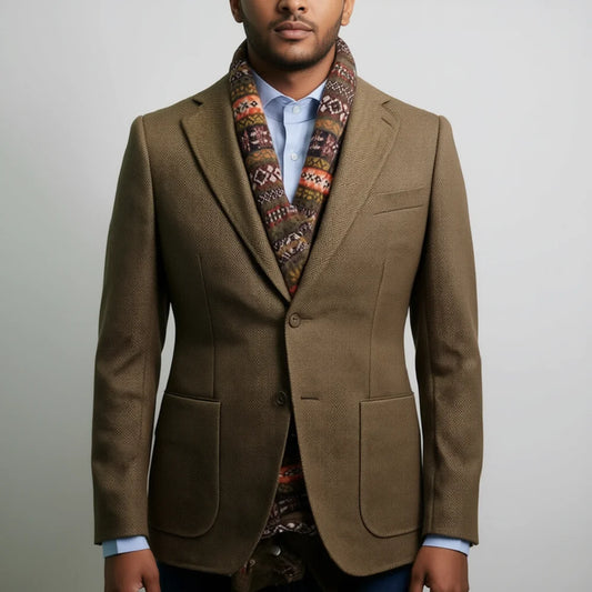 Men's Slim Fit Herringbone Blazer Set Luxury Cashmere Coat Casual Designer Mens Tuxedo Jacket Elegant Business Suit