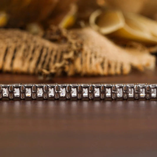 0.4/1carat Emerald Cut full Moissanite Tennis Bracelet With Certificates 925 Sterling Silver plated 18k Gold Bracelets For Women