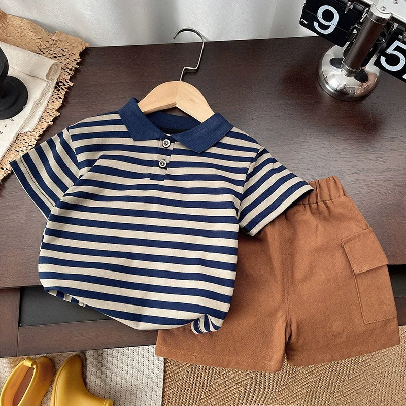 2024 Summer Baby Boy Clothing Sets Fashion Bear Embroidery Short Sleeve T-shirt+Shorts Children 2Pcs Suit Girl Kids Sports Set
