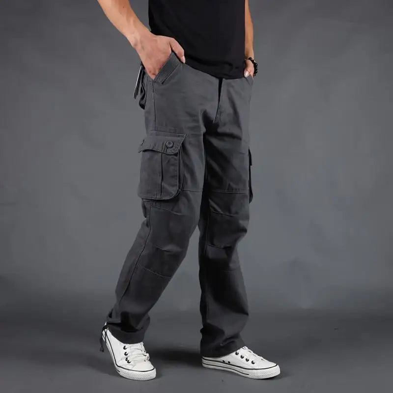 Men's Pants Large Size Multi-pocket Loose Overalls Outdoor Sports Training Jogging Casual Pants Loose And Comfortable