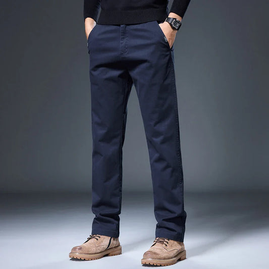 Spring Autumn Male Casual Pants Korean Mens Clothing Business Straight Work Trousers Solid Color Classic Versatile Man Pants