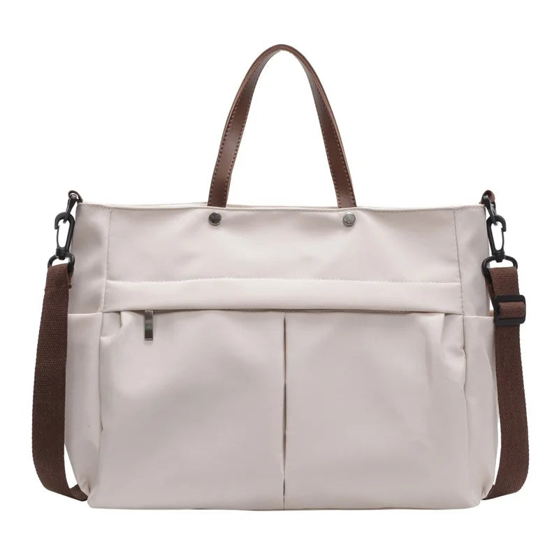 Stylish Nylon Women's Tote Bag Shoulder Handbag with Large Capacity And Two Pockets for Commuting
