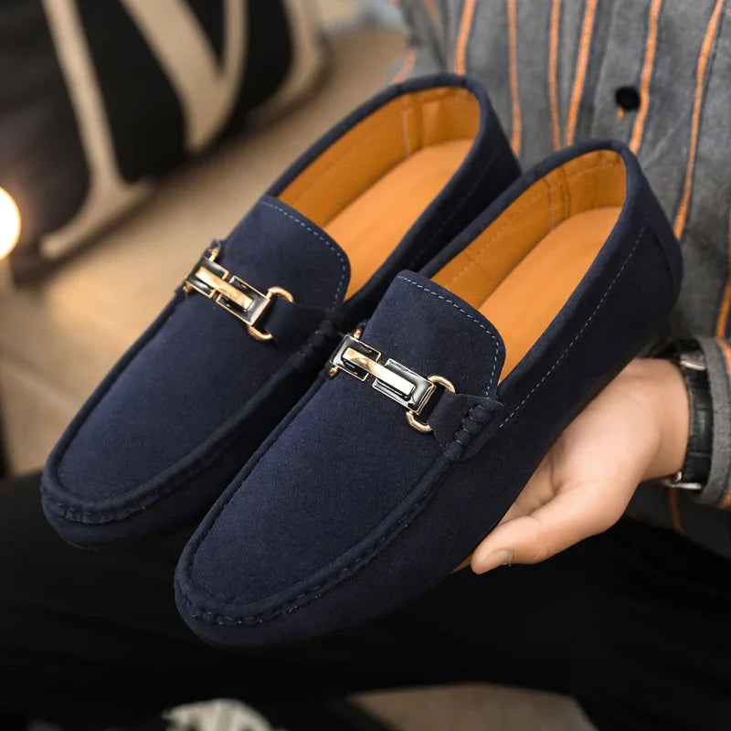 Spring and Summer Men's Shoes, Low-Top Beanie Shoes, Versatile Casual Shoes, Breathable Leather Shoes, Black Work Shoes, Slip-On Shoes