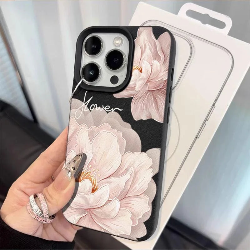 Diagonal Large Flower Phone Case For IPhone 16 15 14 13 Pro Max 11 12 13 Pro Cute Girl Creative Cover Case Funda Bumber 16 15 14