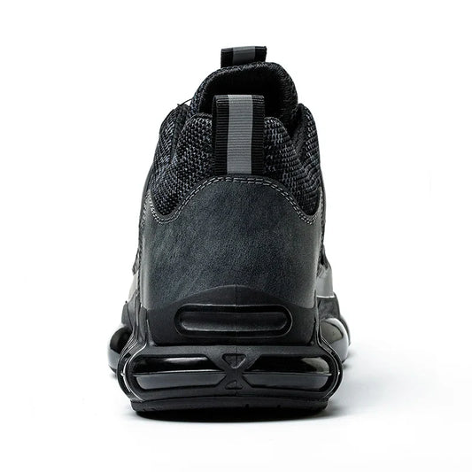 Safety Shoes For Men Steel Toe Anti-Puncture Men's Work Shoes Slip Resistant Reinforced Sole Rotating Button Fashion Sneaker