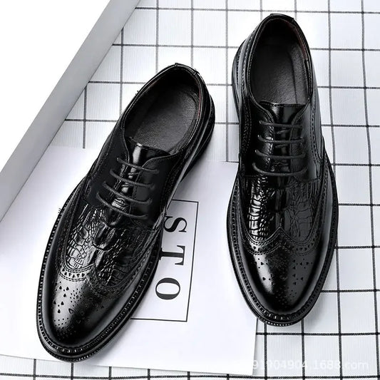 Fashionable Leather Shoes for Men Wedding Groom Formal Business Casual Shoes Comfortable Versatile New Style Rubber Sole