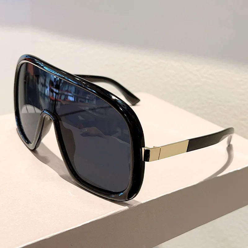 New Big Frame Sunglasses Women Men Luxury Goggle One Piece Sun Glasses Female Vintage Brand Designer Punk Shades UV400 Eyewear
