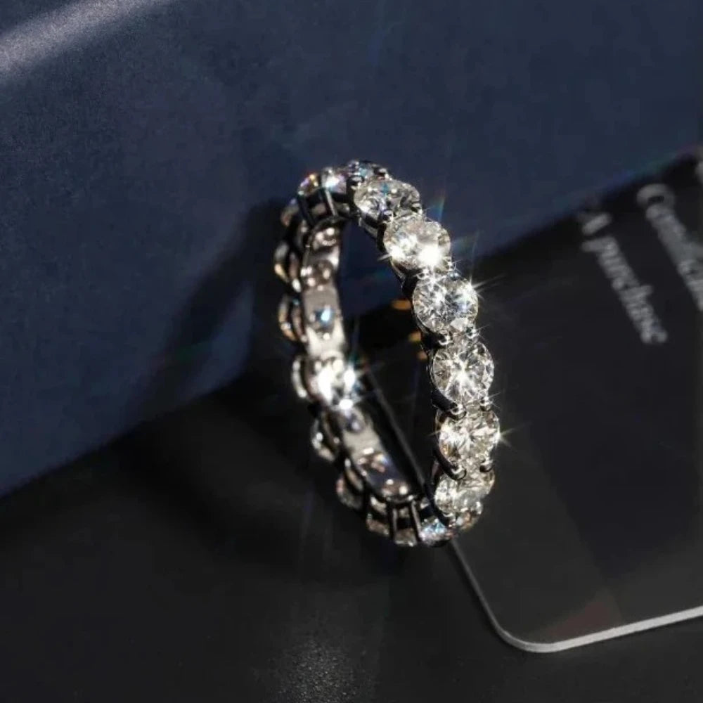 2/3/5mm Full Moissanite Eternity Ring for Women Engagement S925 Silver Rings Lab Diamond Wedding Band Classic Jewelry