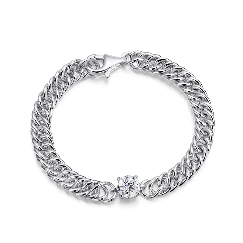 6.5mm Round Moissanite Bracelet for Women Men 100% S925 Sterling Silver Plated 18K Gold Party Fine Jewelry Gift