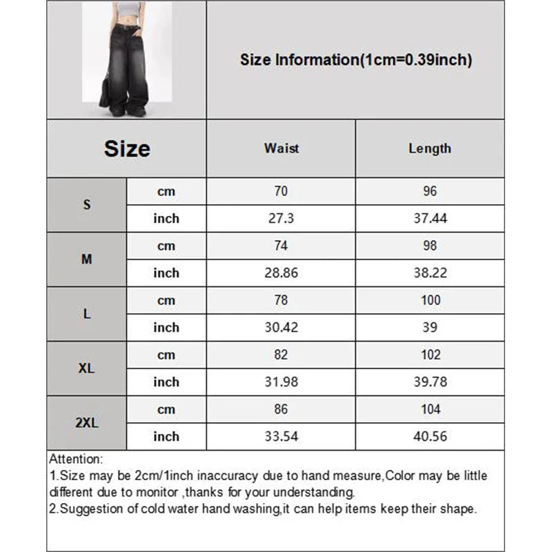 Oversized Retro Black Jeans Wide Leg Pants For Women