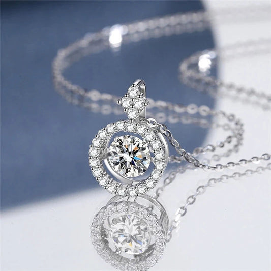 Real Moissanite Jewelry Set 925 Sterling Silver Sparking Beating Heart Diamond Pendants Necklace Hoop Earrings For Women Gift
