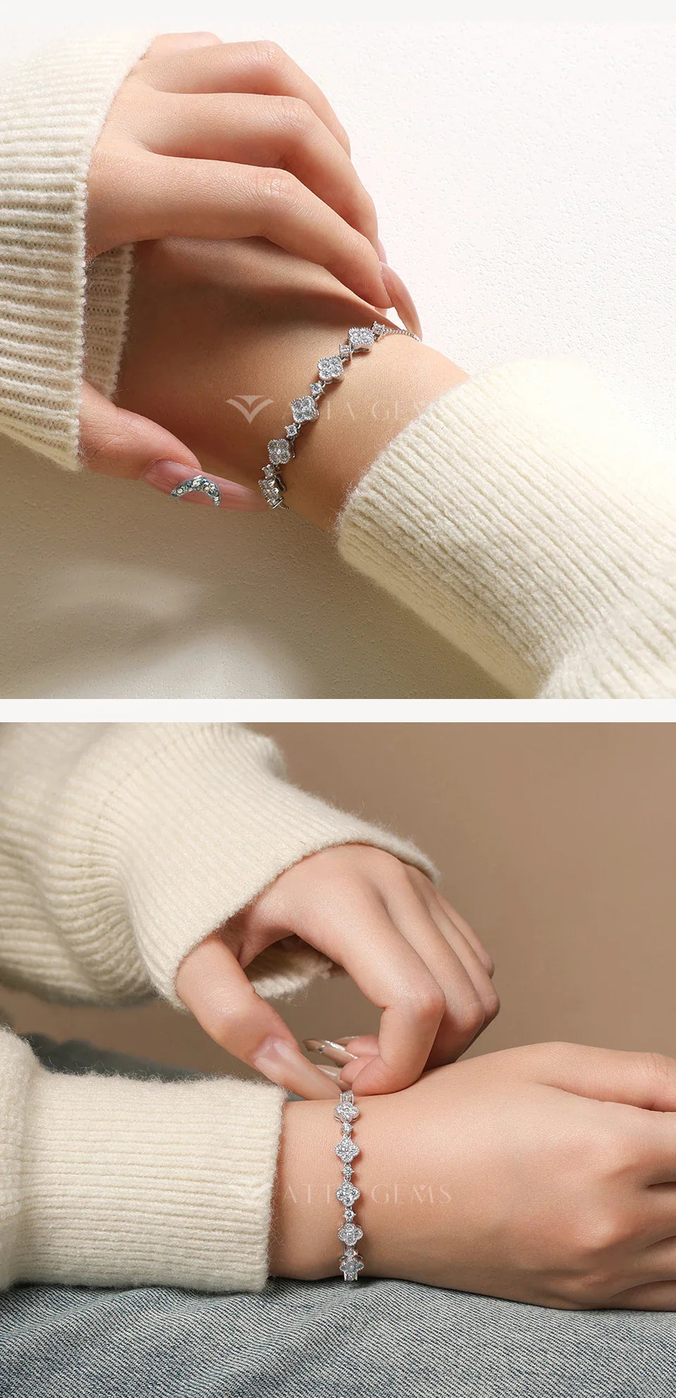Stars Design Moissanite Bracelets For Women S925 Sterling Silver Adjustable 24cm Box Chain Lucky Birthday Gifts Jewelry